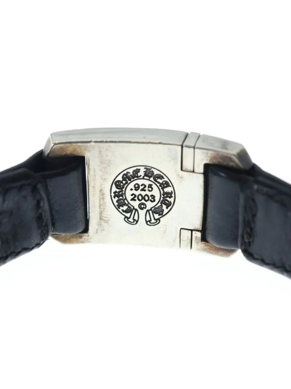 Chrome Hearts Harness Cross Box Leather Bracelet Silver Black
